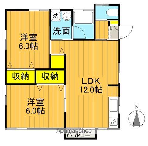リバティベル東町Ⅲ(2LDK/2階)の間取り写真