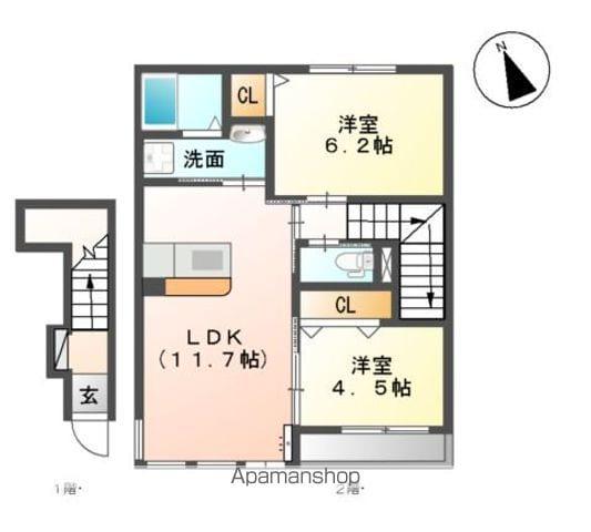 シャン・ドゥ・ポワロ(2LDK/2階)の間取り写真