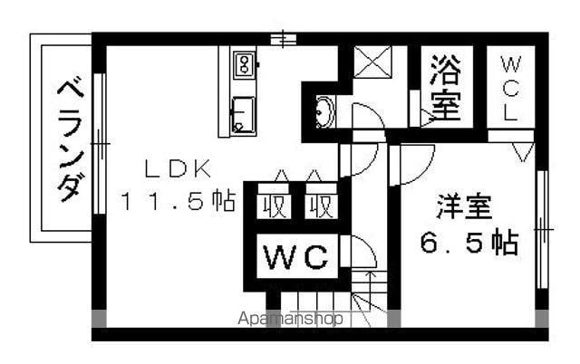プリムローズ(1LDK/2階)の間取り写真