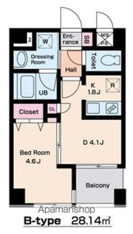 プレジールS(1DK/2階)の間取り写真