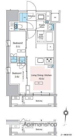 プレディアコート錦糸町スカイビュー(2LDK/12階)の間取り写真