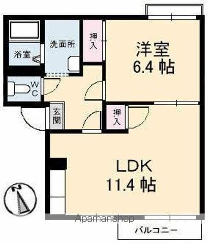 リベラ寺井 A・B棟(1LDK/2階)の間取り写真
