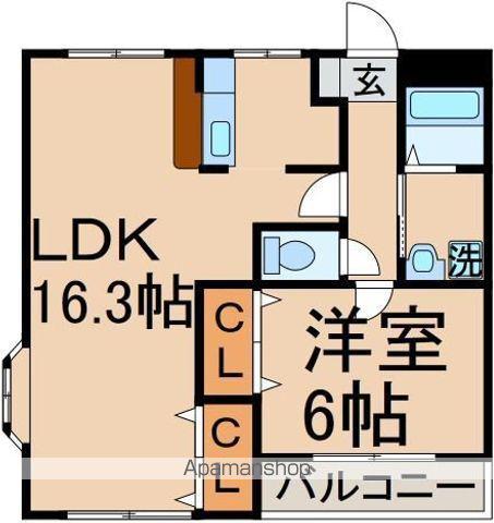 西ハイツ(1LDK/1階)の間取り写真