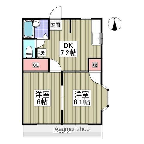ピアザハイツⅢ(2DK/1階)の間取り写真