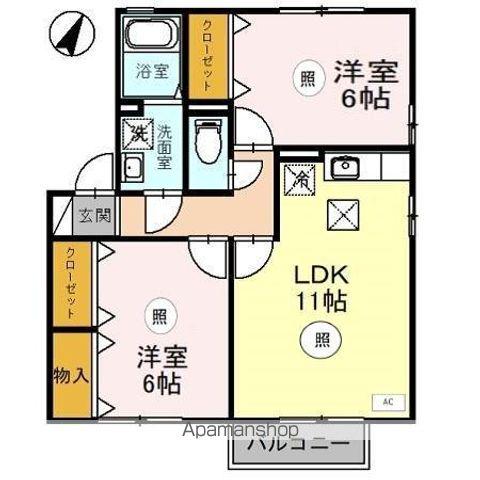 リバーサイド櫛川 A(2LDK/1階)の間取り写真