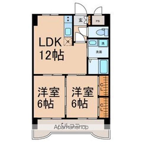 アネックス高畑(2LDK/6階)の間取り写真