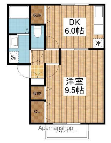 シャンヴィラージュ(1DK/1階)の間取り写真