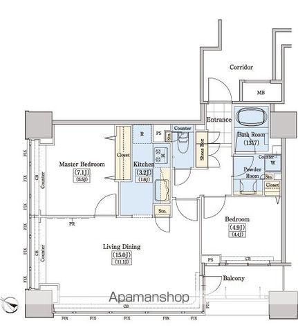 レジディアタワー上池袋(2LDK/14階)の間取り写真