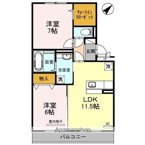 D-ROOMパストラーレⅡ(2LDK/3階)の間取り写真