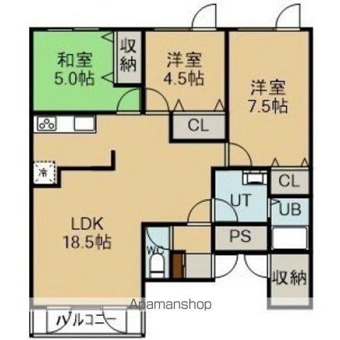 エンドレス五稜郭A棟(3LDK/1階)の間取り写真