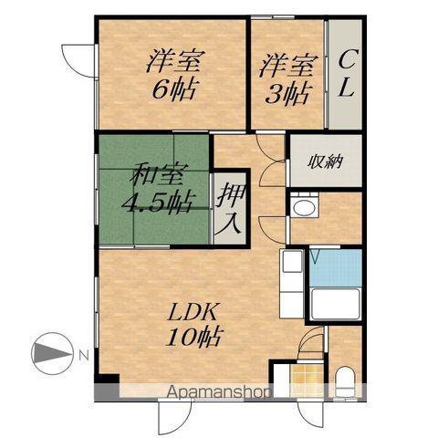 飛田ハイツA棟(3LDK/1階)の間取り写真