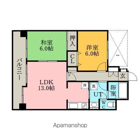 TOAマンション(2LDK/10階)の間取り写真