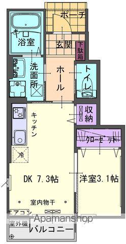 REALISER上野町ⅡA(1DK/1階)の間取り写真