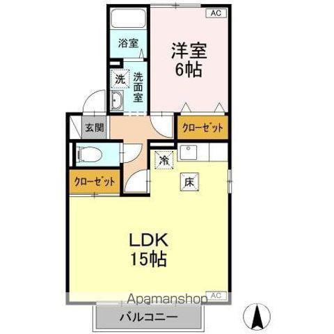 ヴィルヌーブ A棟(1LDK/1階)の間取り写真