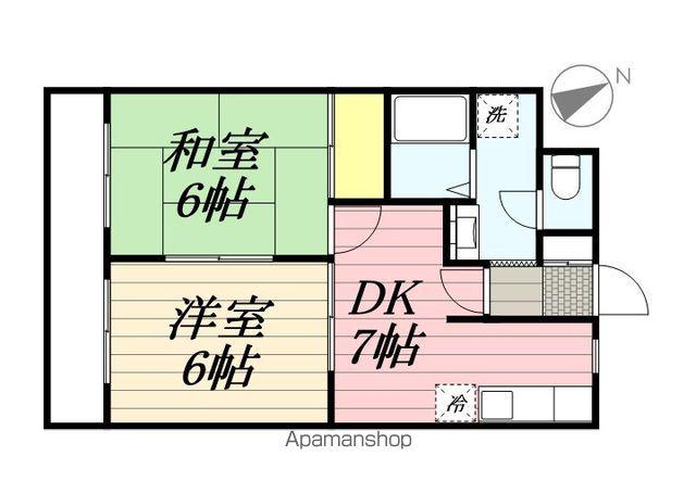 グランドハイツ徳野(2DK/2階)の間取り写真