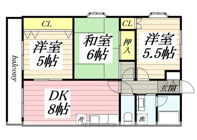 ワンエイトマンション三笠(3DK/3階)の間取り写真