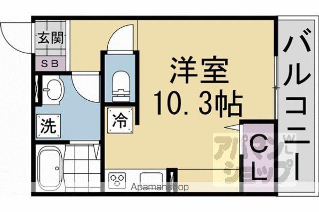エスポワール東山(ワンルーム/2階)の間取り写真