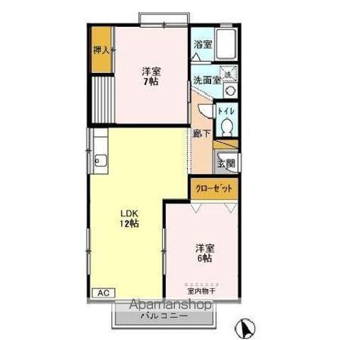 ヴェルメゾンおゆみ野C(2LDK/1階)の間取り写真