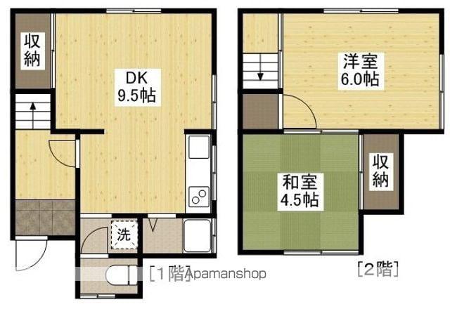 山陽本線 向洋駅 徒歩13分 2階建 築47年(2DK/1階)の間取り写真