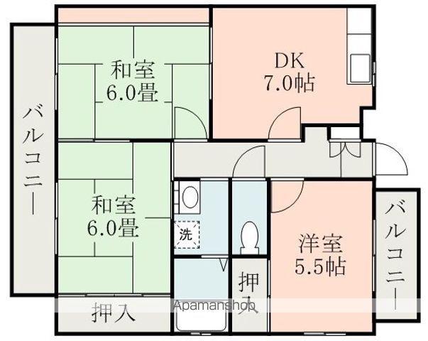 エトワール四方寄(3DK/2階)の間取り写真