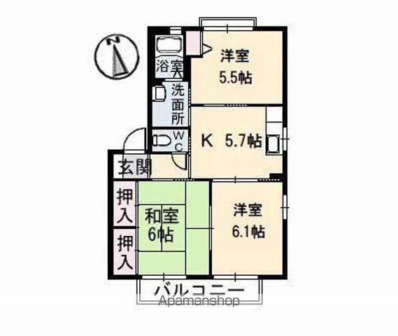 シャーメゾン1番館(3K/2階)の間取り写真