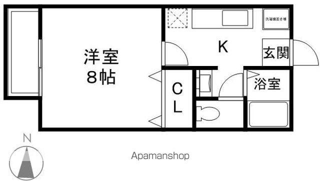 サンガーデン若槻E棟(1K/2階)の間取り写真