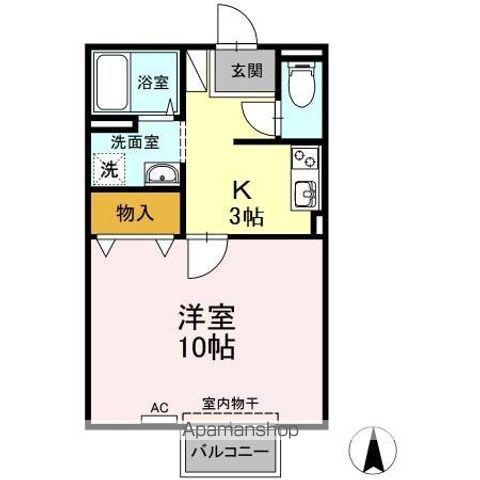 ラブドミール(1K/2階)の間取り写真