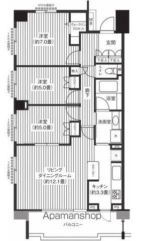 シェールグラン洋光台南公園(3LDK/3階)の間取り写真