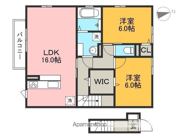 ピースフルⅠ(2LDK/2階)の間取り写真