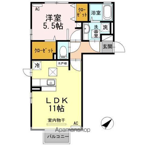 ハイデンレースラインⅠ(1LDK/1階)の間取り写真