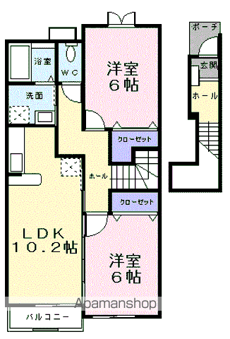 メゾンアルモニーⅠ(2LDK/2階)の間取り写真