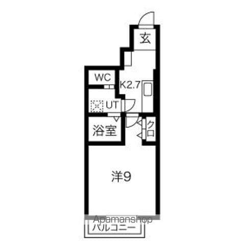 岩手県花巻市 2階建 築3年(1K/1階)の間取り写真