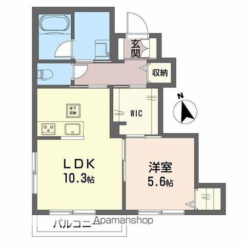 ポルトボヌール宮脇(1LDK/1階)の間取り写真