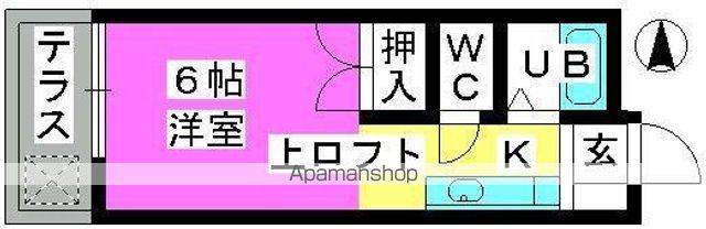 グルニエS・T(ワンルーム/2階)の間取り写真