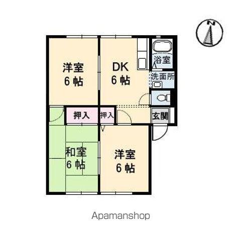 グリーンヒルズ泉川 C棟(3DK/1階)の間取り写真