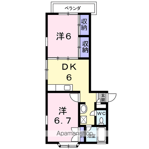 サンステージ(2DK/2階)の間取り写真