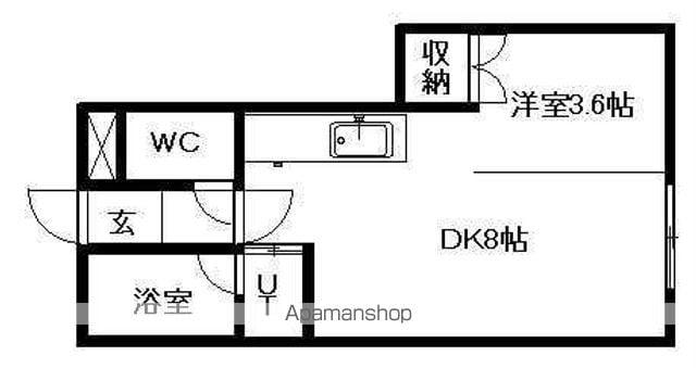 アーバンテラス東札幌Ⅱ(1DK/2階)の間取り写真