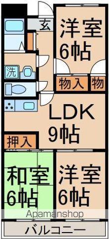 ブルースカイシモ(3LDK/1階)の間取り写真
