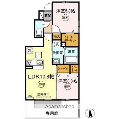 あいあい髙木(2LDK/1階)の間取り写真