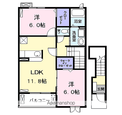 サニーレジデンスⅠ(2LDK/2階)の間取り写真