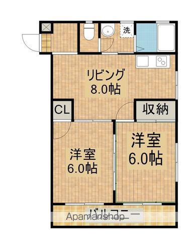 シティハイツ堀川Ⅱ(2DK/3階)の間取り写真