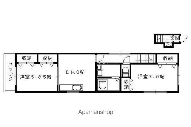 ポルテ円町(2DK/2階)の間取り写真