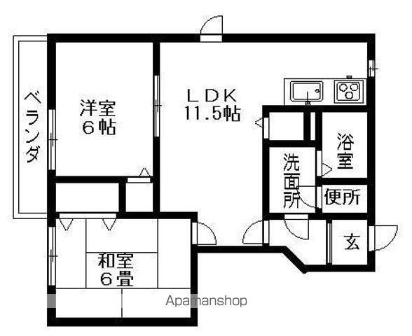 グレイスガーデンB(2LDK/1階)の間取り写真