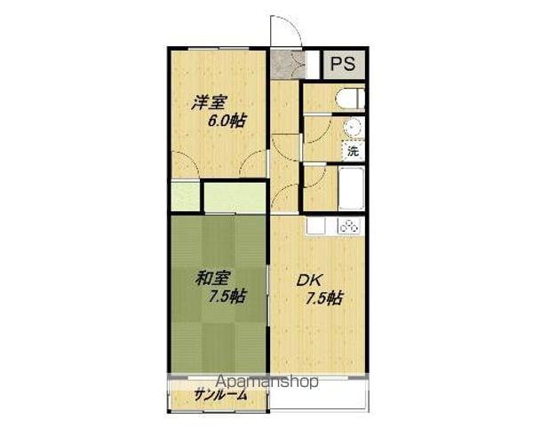 アーバンライフ鳥羽(2DK/2階)の間取り写真