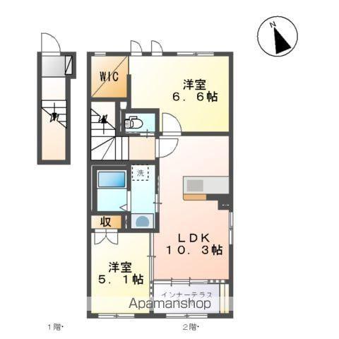 ボンヌールⅡ(2LDK/2階)の間取り写真