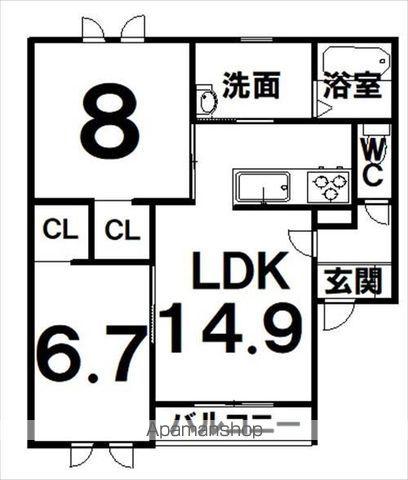FERRULLI Ⅱ(2LDK/2階)の間取り写真