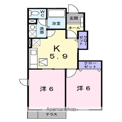 ベルオーブメゾンA(2K/1階)の間取り写真