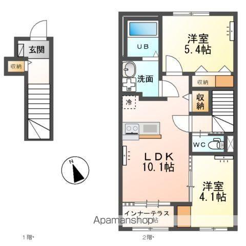 /上横場アパートB(2LDK/2階)の間取り写真