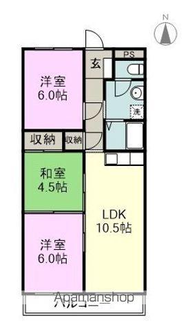 シャンフォーレ清水(3LDK/3階)の間取り写真