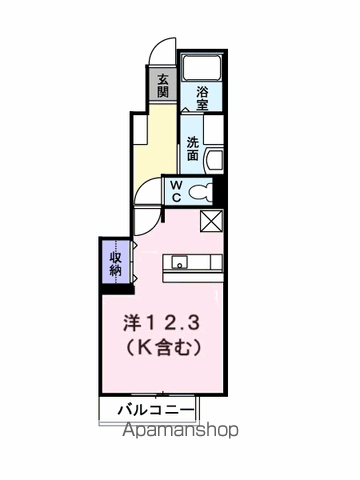 ウエスト AUBE(1K/1階)の間取り写真